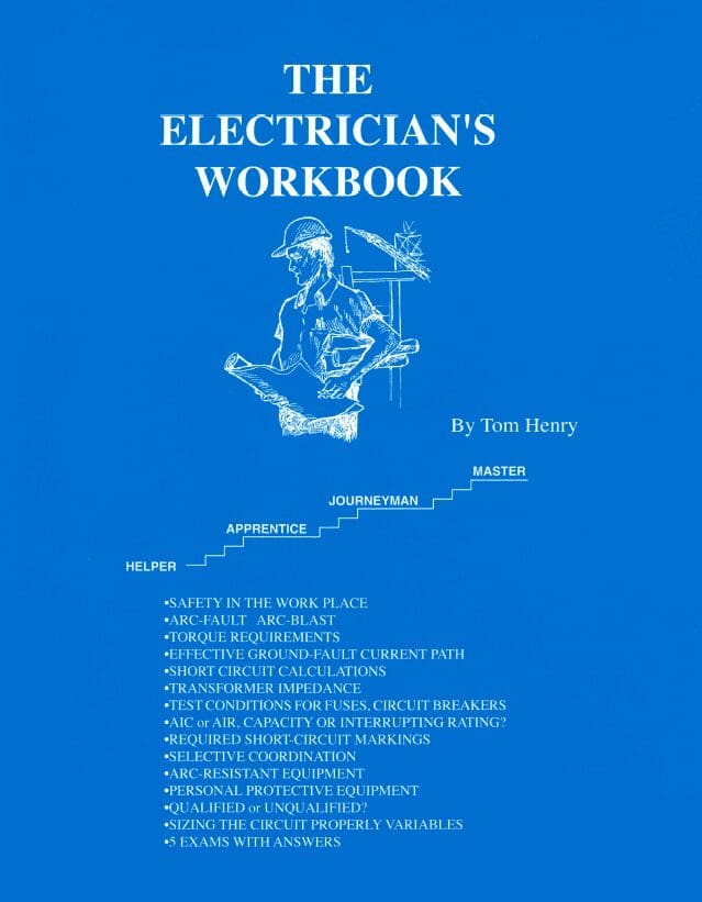 A blue book cover with the title of an electrician 's workbook.