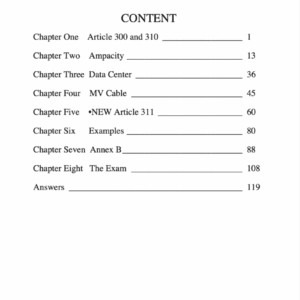 Table of contents with chapter titles and numbers.