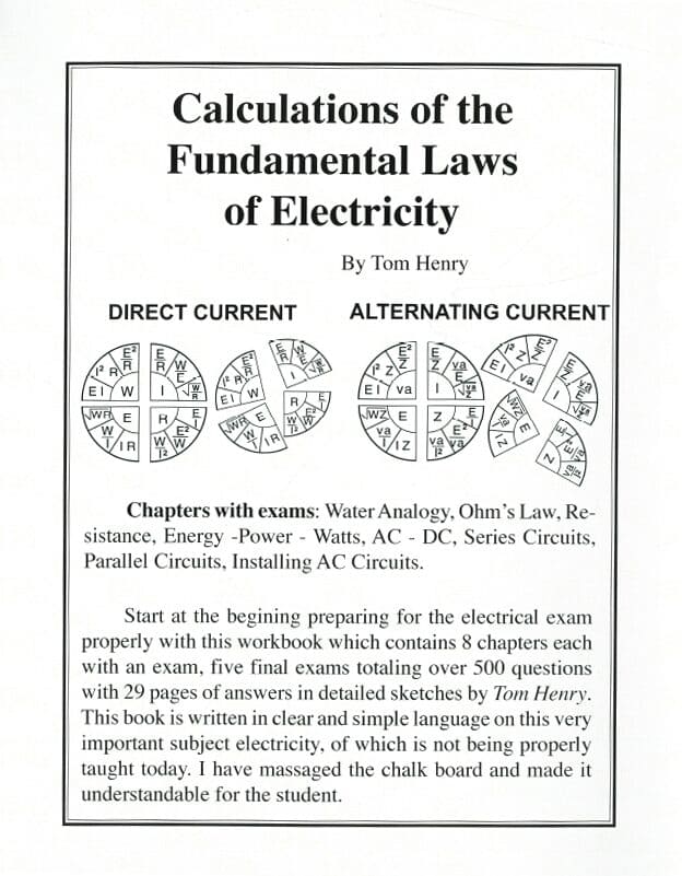 A book cover with two different types of electrical calculations.