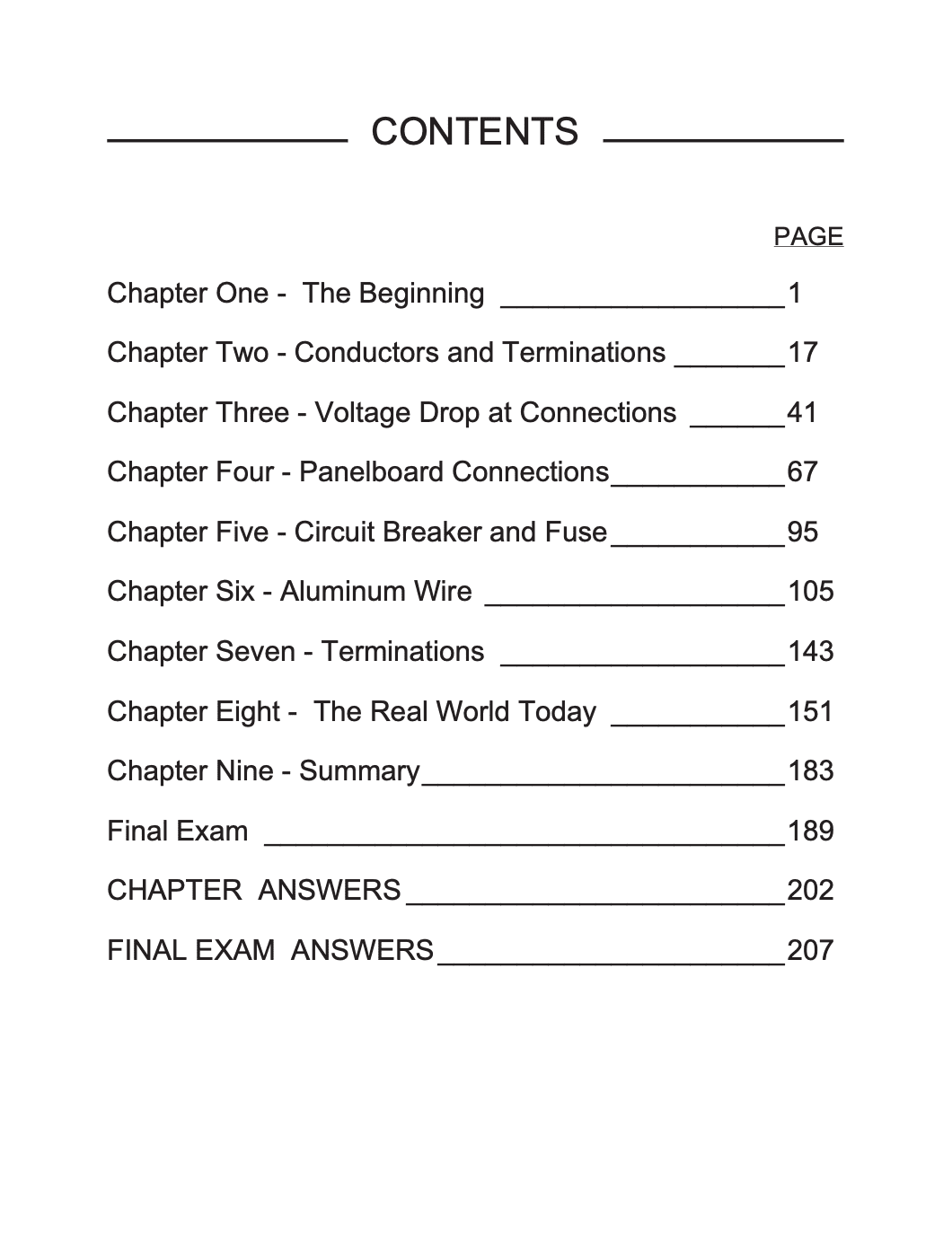 Table of contents for a textbook.