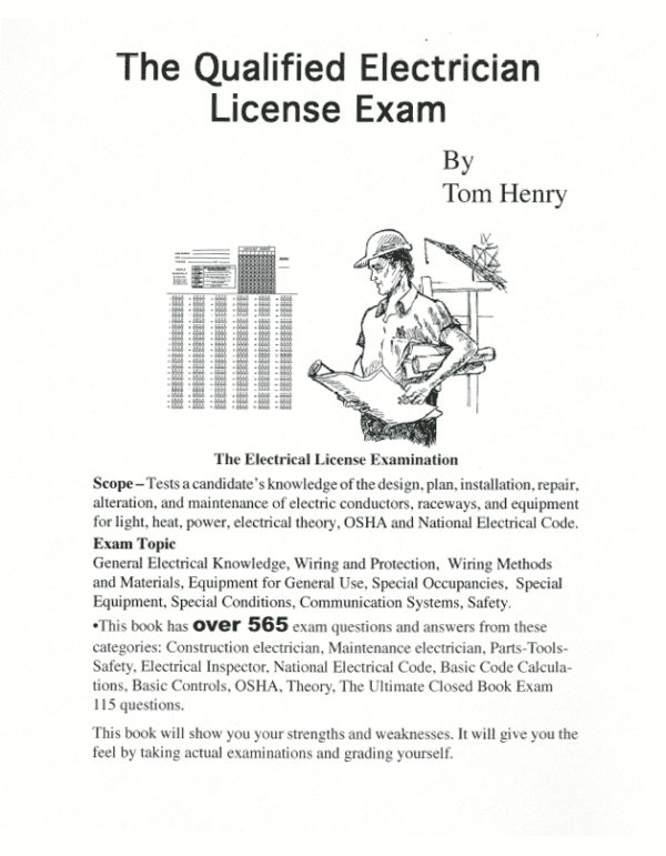 A picture of the cover page for tom henry 's license exam.