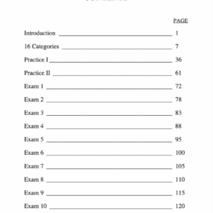 Table of contents page with sections listed.