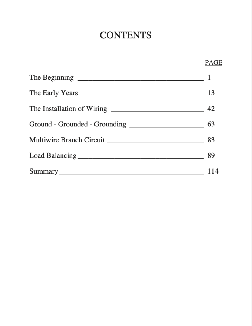 Table of contents with seven chapters.