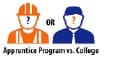 A graphic of two construction workers with one wearing an orange hat.