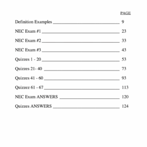 Table of contents with page numbers.