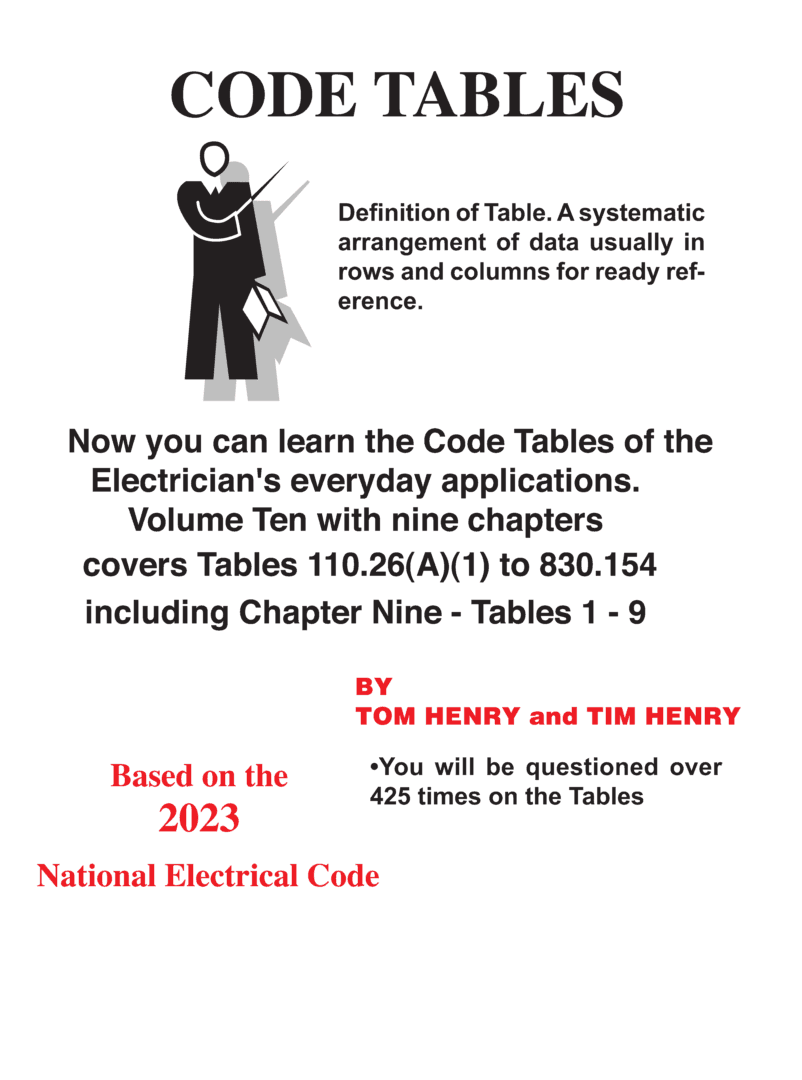 Electrician's code tables 2023 volume 10.