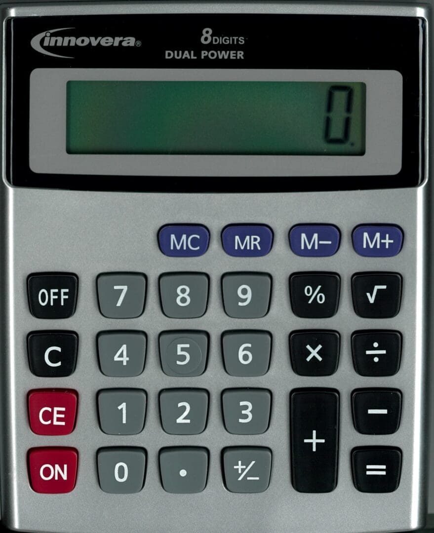 A calculator with dual power on it.