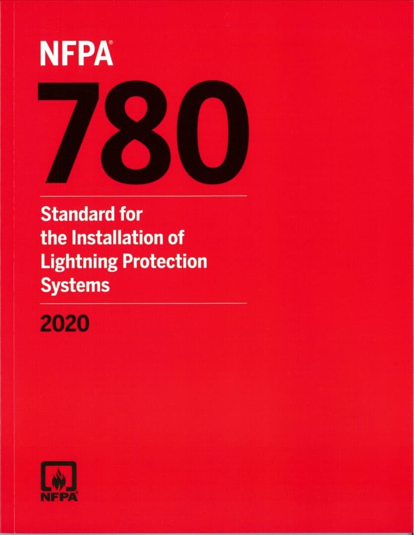 A red book cover with the words " npti 7 8 0 standard for the installation of lightning protection systems 2 0 2 0 ".