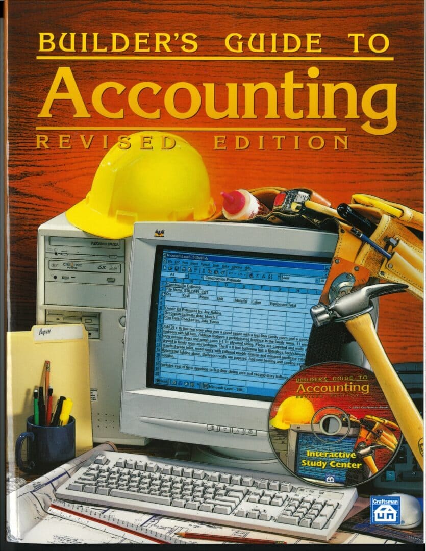 A computer with tools and construction equipment on the cover.