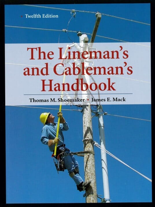 A book cover with an electrical worker on top of a pole.