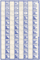 A blue and white pattern of squares with numbers.