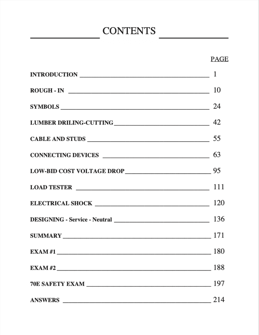 Table of contents with page numbers. Table of contents with page numbers.