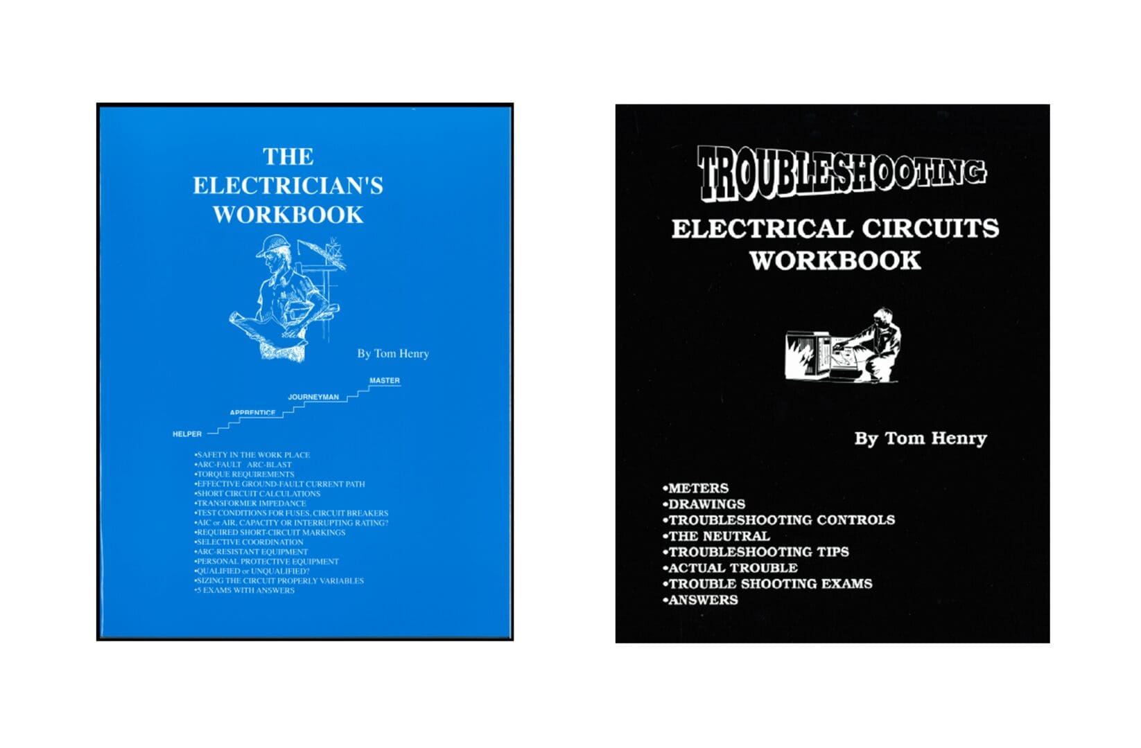 Two books about electrical wiring and the electrician 's workbook.