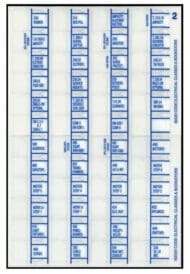 A sheet of paper with many different types of labels.