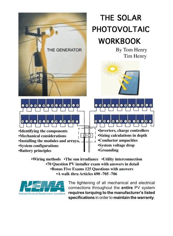 Solar photovoltaic system diagram and text.